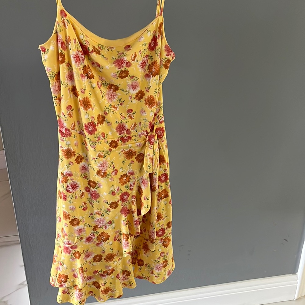 Yellow wrap detail dress